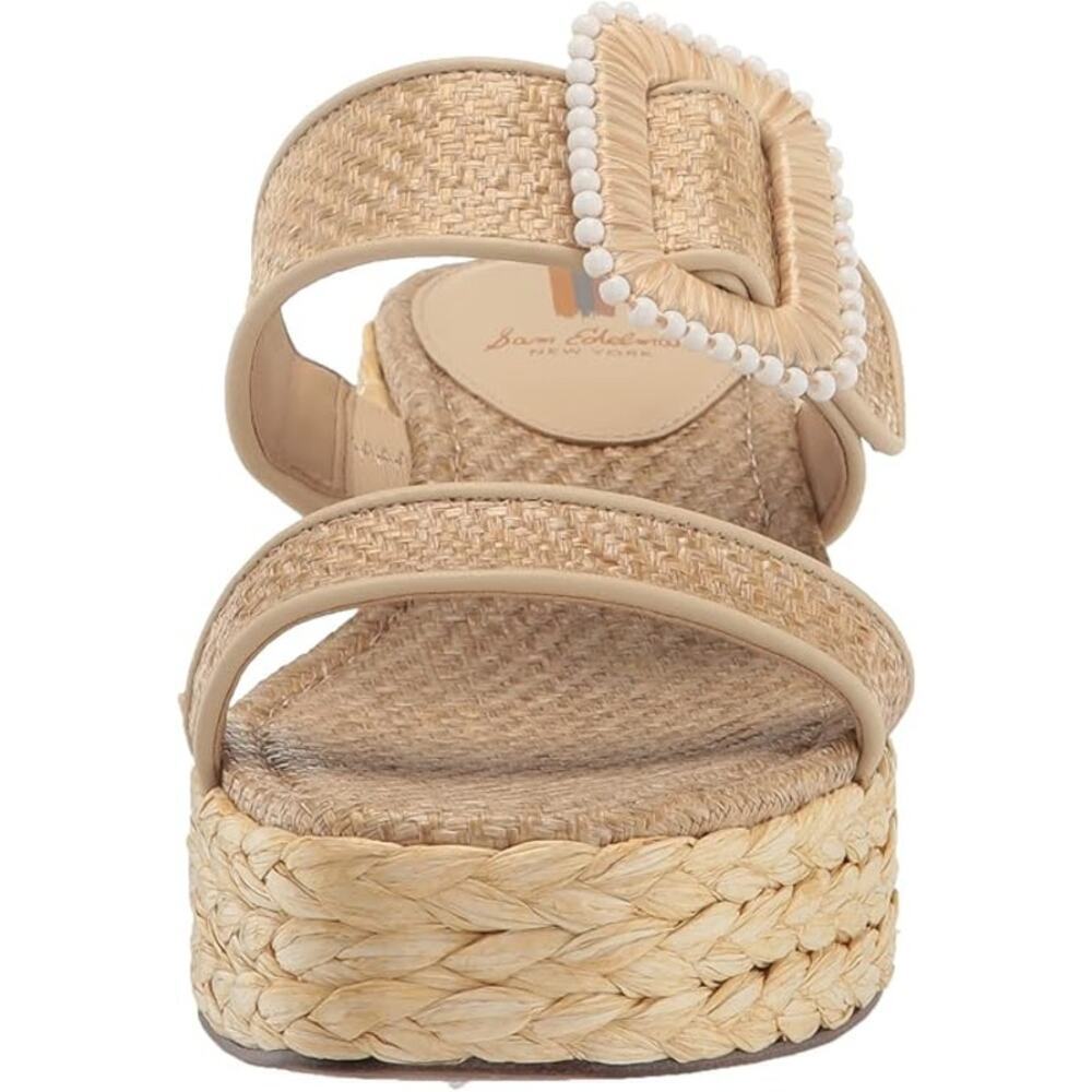 Sam Edelman Women's Cream Chase Buckle Woven Espadrilles Wedge Sandals Size 10 - Picture 3 of 10